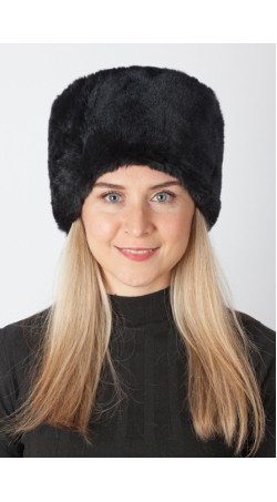 Black rex rabbit fur hat